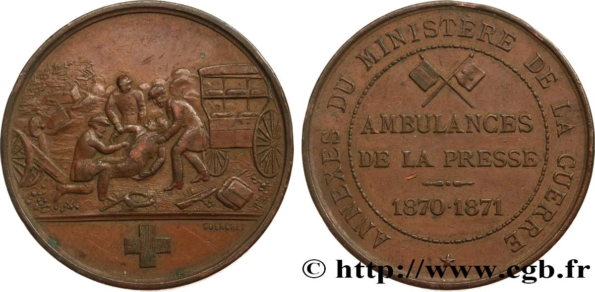 GUERRE DE 1870-1871 Médaille, Ambulances à la presse XF
