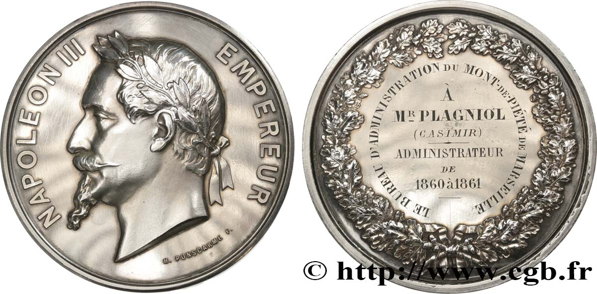 SECOND EMPIRE Médaille de récompense, Bureau d’administration du Mont-de-Piété TTB