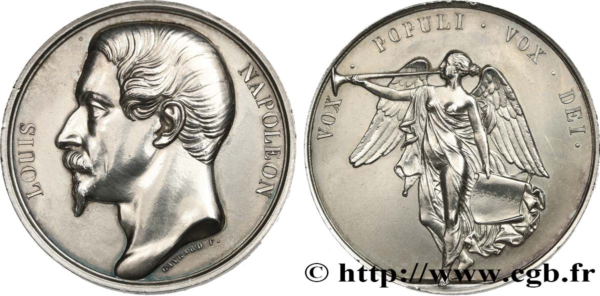 DEUXIÈME RÉPUBLIQUE Médaille pour le plébiscite en faveur du président Louis Napoléon AU