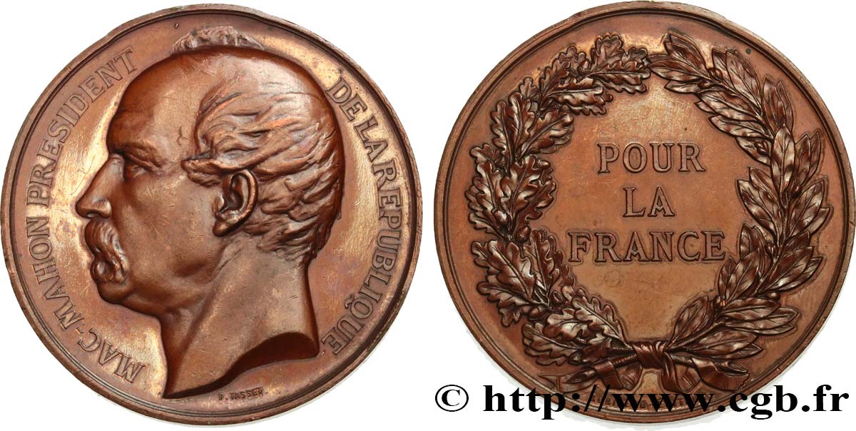 TROISIÈME RÉPUBLIQUE Médaille, Président Mac Mahon, pour la France SUP