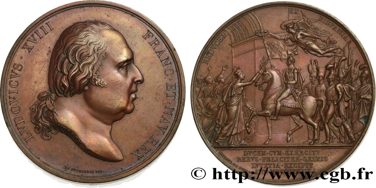 LUIS XVIII Médaille, Rentrée triomphale du Duc d’Angoulême à la barrière de l’étoile MBC+