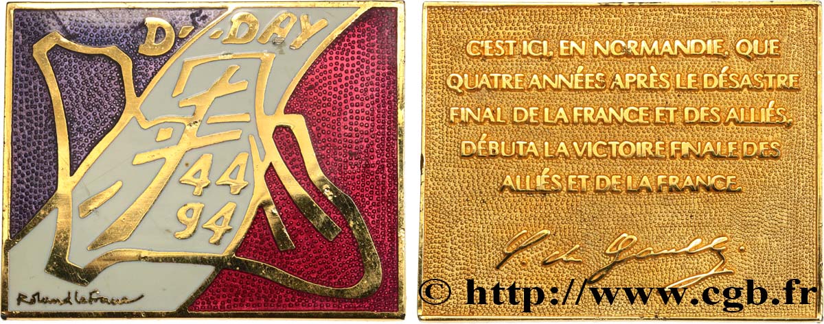 QUINTA REPUBBLICA FRANCESE Plaque, Commémoration du D-Day q.SPL