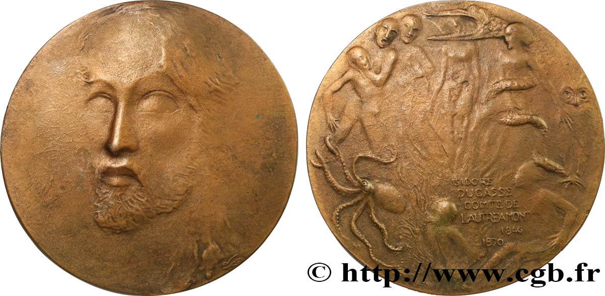 PERSONNAGES CELEBRES Médaille, Isidore Ducasse, comte de Lautreamont fVZ