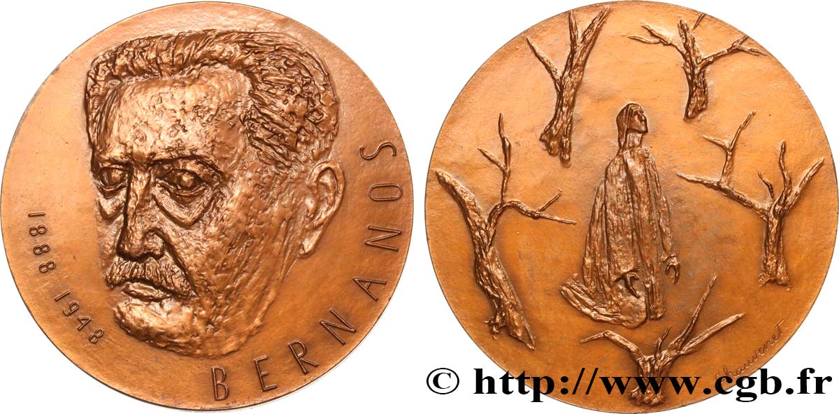 LITTÉRATURE : ÉCRIVAINS/ÉCRIVAINES - POÈTES Médaille, Georges Bernanos TTB+