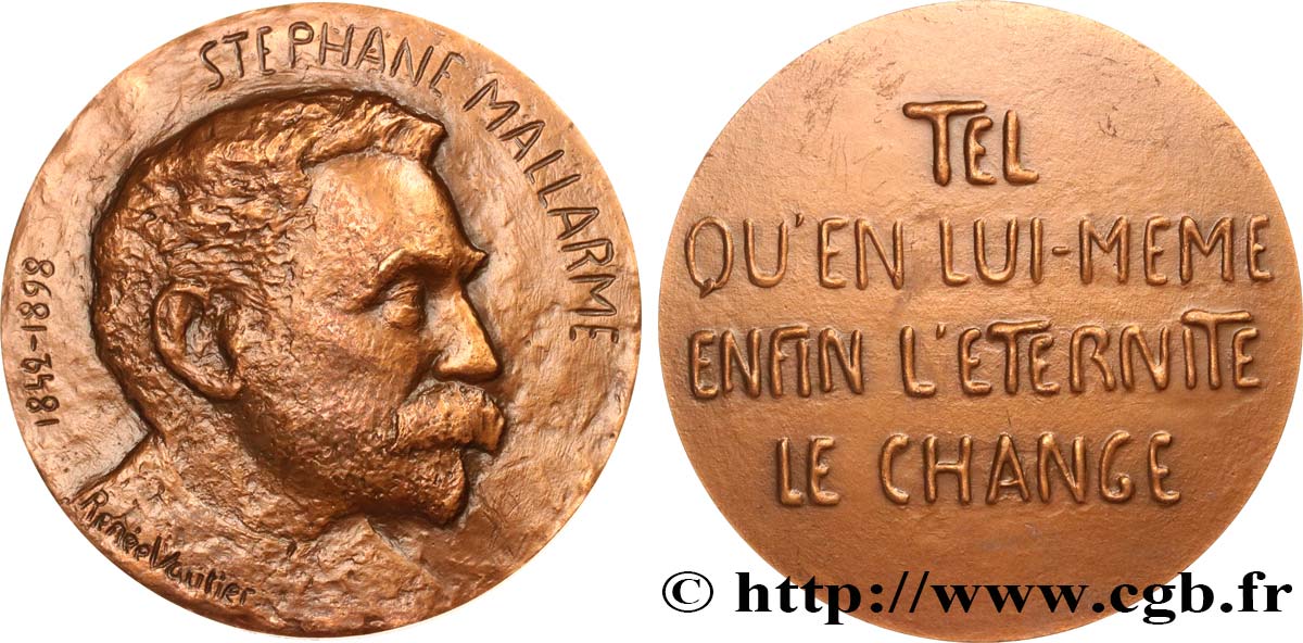 LITTÉRATURE : ÉCRIVAINS/ÉCRIVAINES - POÈTES Médaille, Stéphane Mallarmé TTB+