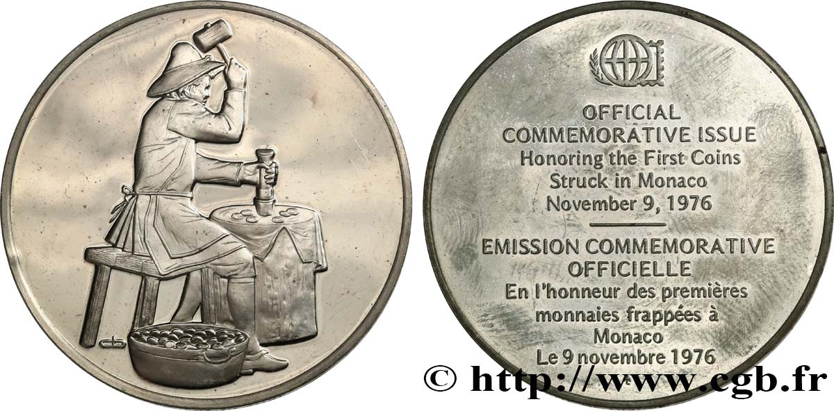 MONACO Médaille commémorative, Premières monnaies frappées à Monaco AU