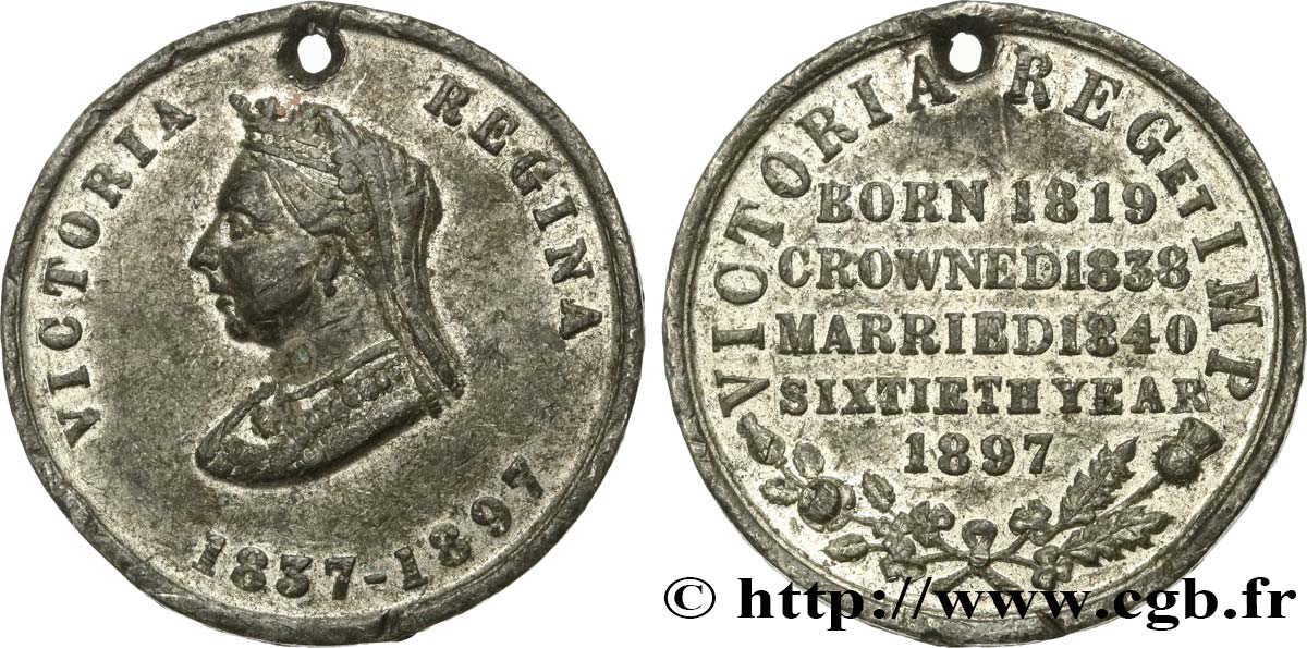 GRAN BRETAGNA - VICTORIA Médaille , 60e année de règne de la reine Victoria q.BB