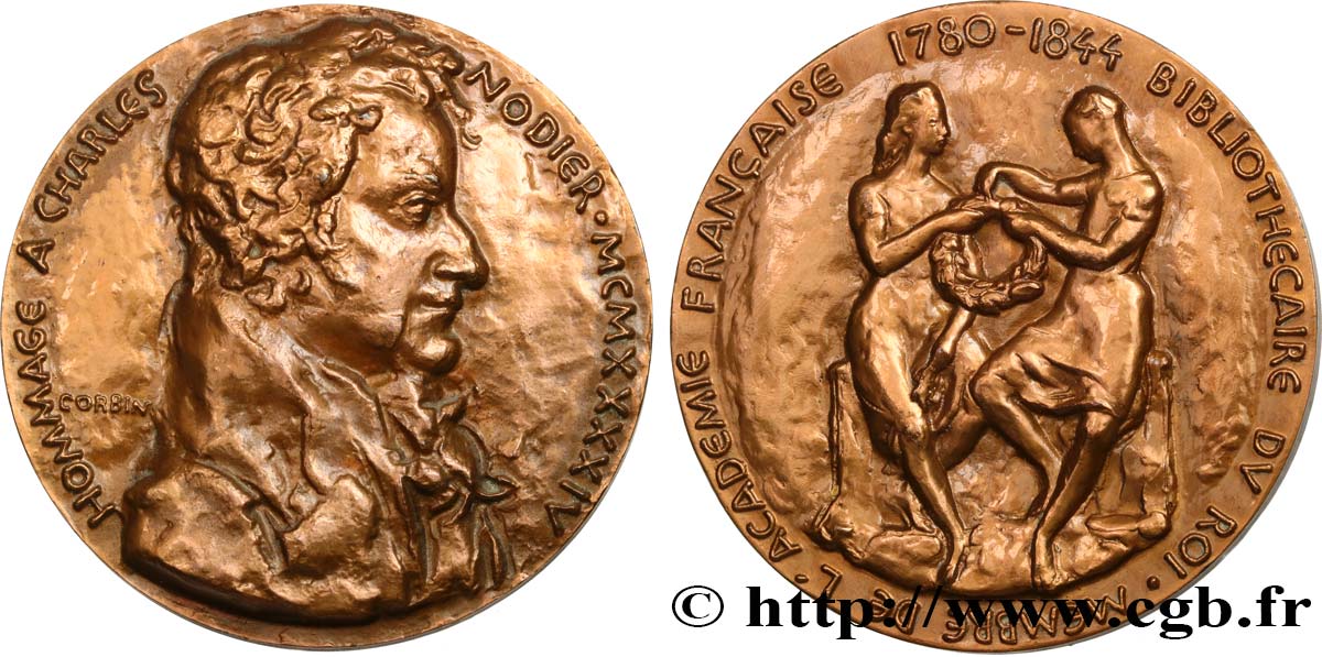 LITTÉRATURE : ÉCRIVAINS/ÉCRIVAINES - POÈTES Médaille, Hommage à Charles Nodier SUP