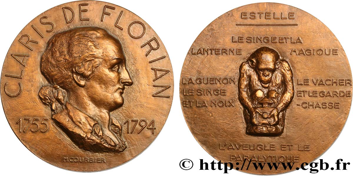 LITERATURE : WRITERS - POETS Médaille, Claris de Florian SPL