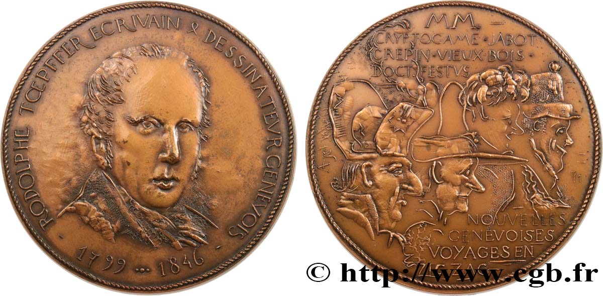 LITERATURE : WRITERS - POETS Médaille, Rodolphe Toepffer SPL