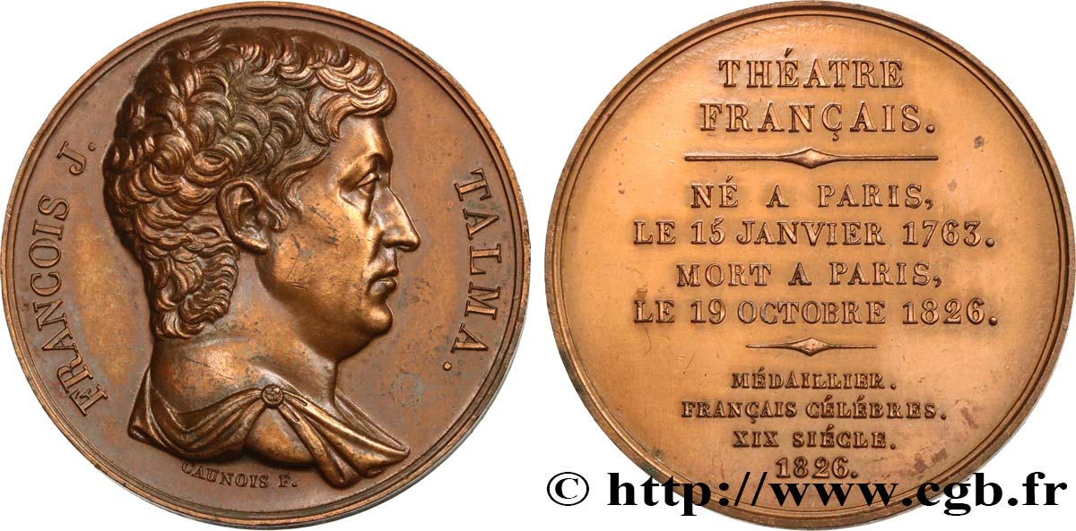 MÉDAILLIER FRANÇAIS CÉLÈBRES Médaille, François-Joseph Talma TTB+