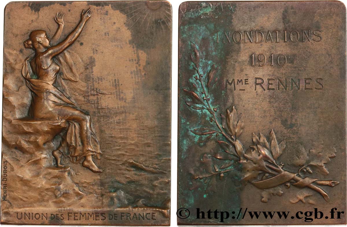 DRITTE FRANZOSISCHE REPUBLIK Plaque, Union des femmes de France, Inondations SS