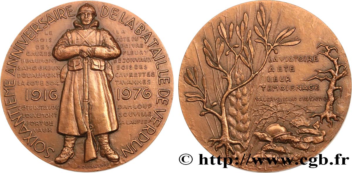 FUNFTE FRANZOSISCHE REPUBLIK Médaille, Soixantième anniversaire de la Bataille de Verdun VZ