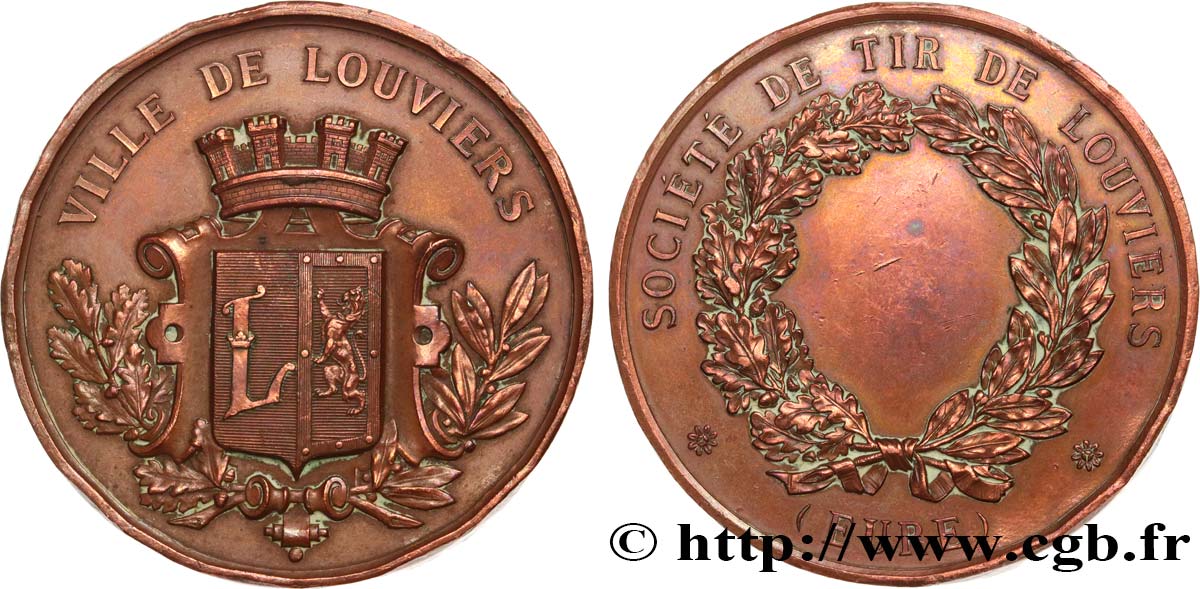 SHOOTING AND ARQUEBUSE Médaille, Société de tir de Louviers XF