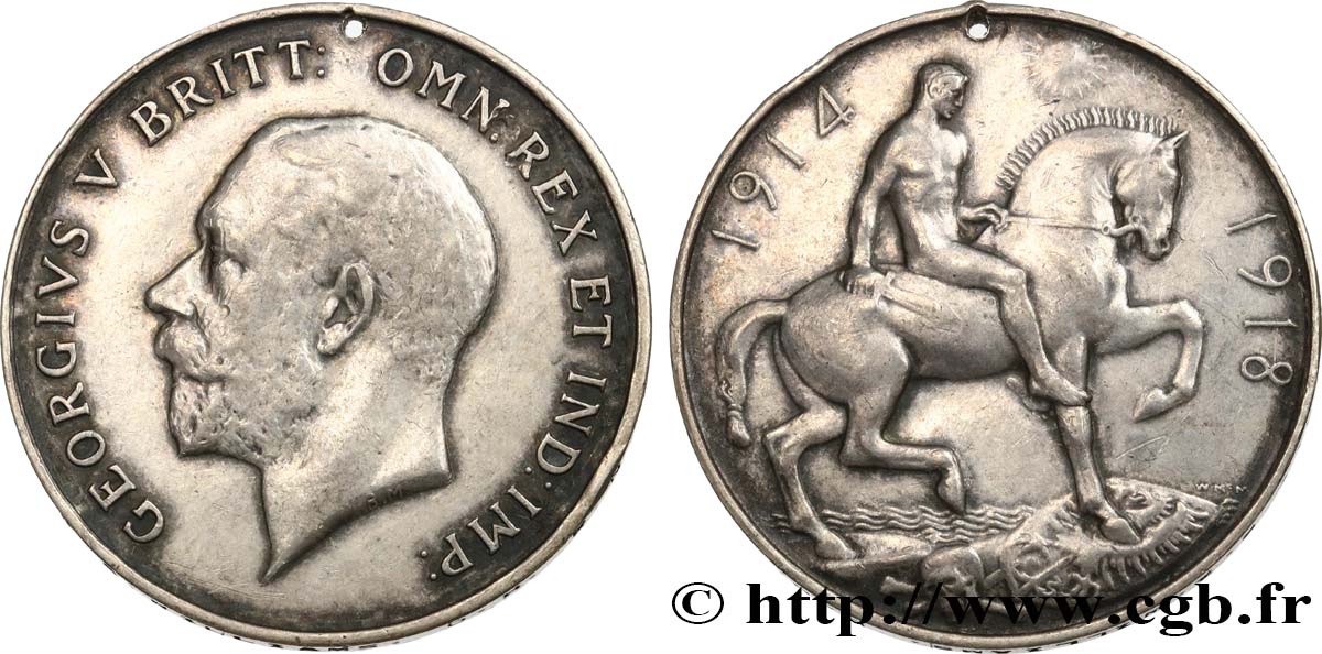 ANGLETERRE - GEORGES V Médaille de guerre, 1914-1918 TTB