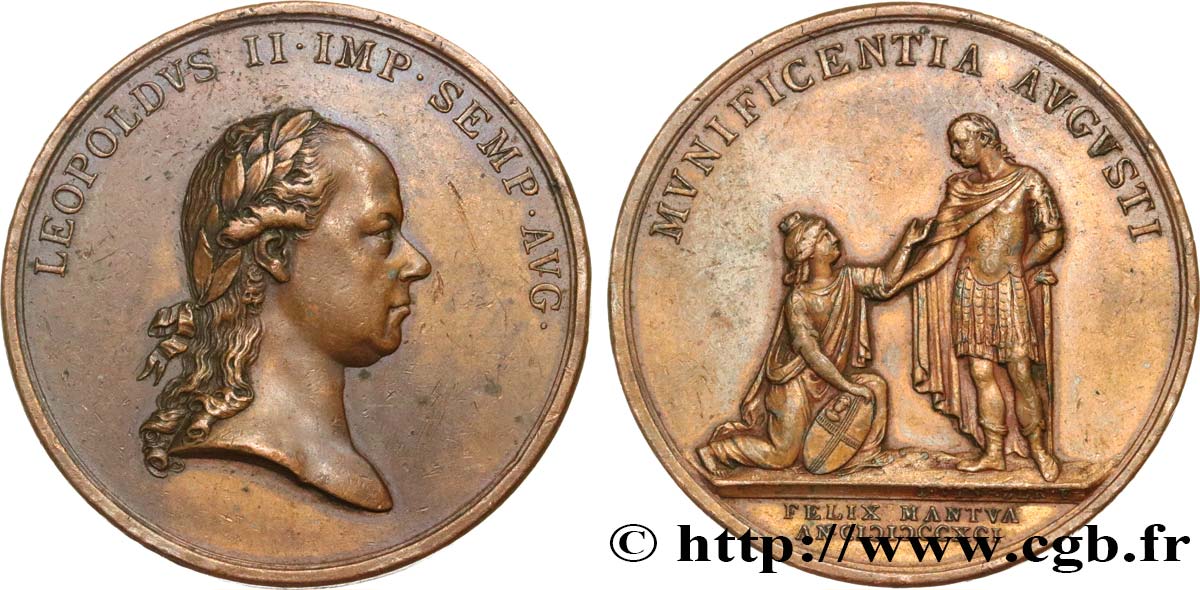 ITALY - DUCHY OF MILAN AND OF MANTUA - LEOPOLD II Médaille, Restauration du duché de Mantoue XF