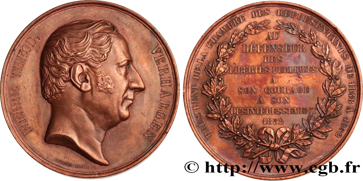 BELGIQUE - ROYAUME DE BELGIQUE - LÉOPOLD Ier Médaille de Pierre-Théodore Verhaegen XF