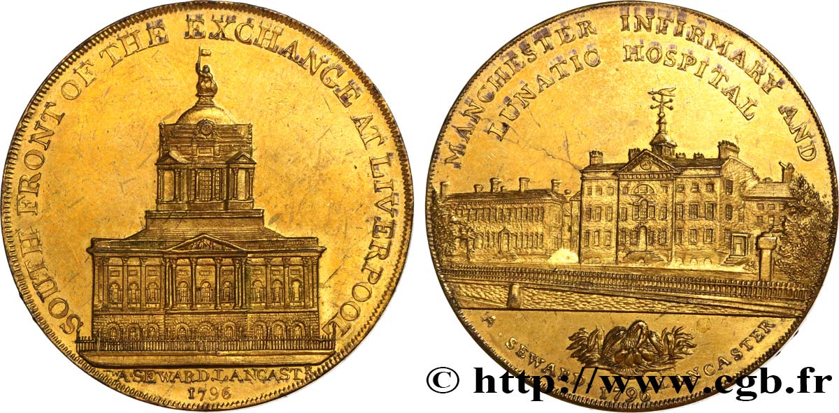 GRANDE-BRETAGNE - GEORGES III Médaille, Liverpool Exchange and Manchester Infirmary and Lunatic Asylum SUP