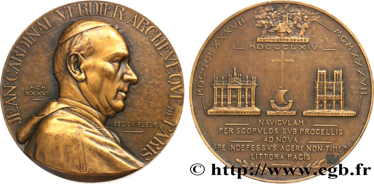 III REPUBLIC Médaille, Jean Cardinal Verdier, archevêque de Paris AU