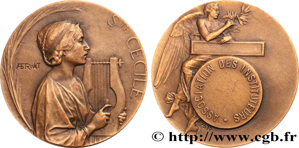 III REPUBLIC Médaille Ste Cecile, Association des instituteurs XF