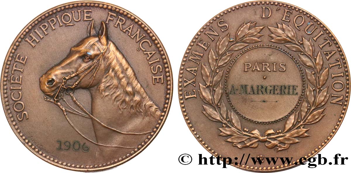 III REPUBLIC Médaille de récompense, Société hippique française, Examens d’équitation AU