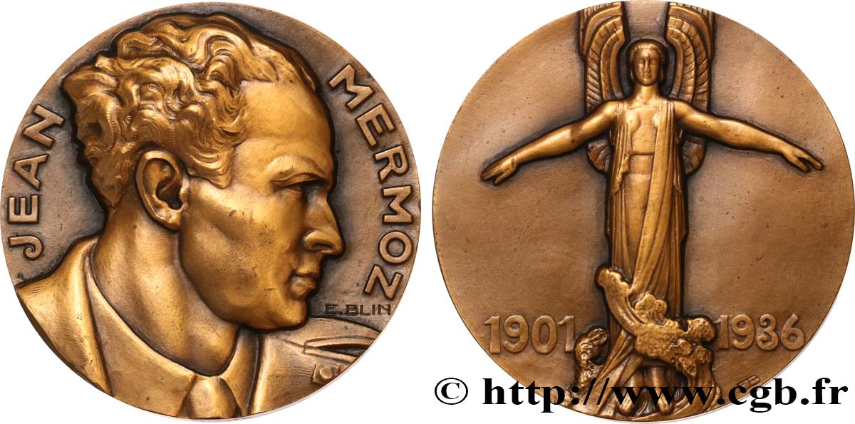 AÉRONAUTIQUE - AVIATION : AVIATEURS & AVIONS Médaille, Jean Mermoz SUP