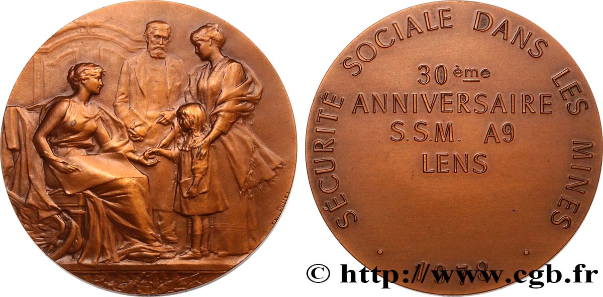 MINES ET FORGES Médaille de récompense, Sécurité sociale dans les mines EBC