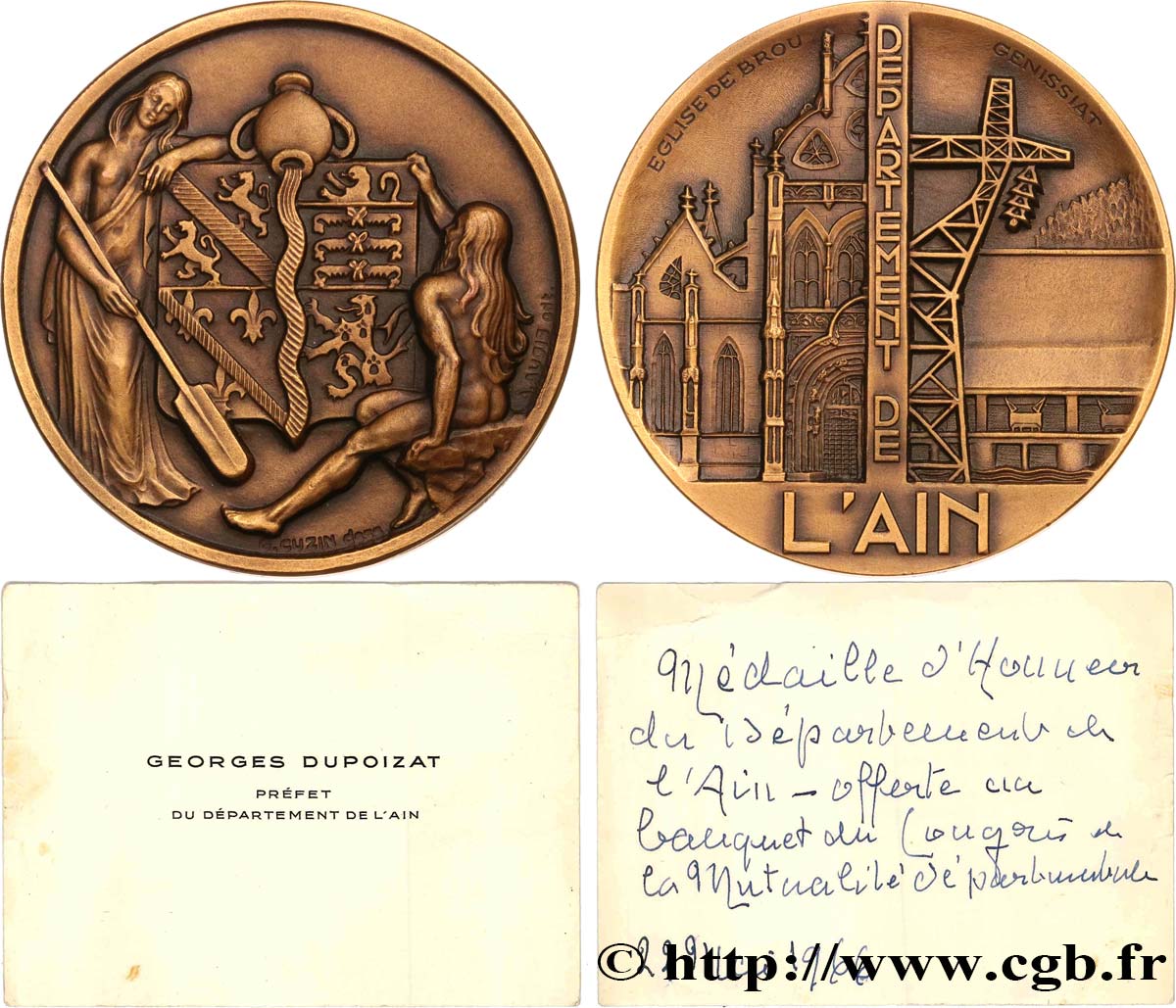 CINQUIÈME RÉPUBLIQUE Médaille d’honneur du département de l’Ain, Eglise de Brou, Genissiat SUP