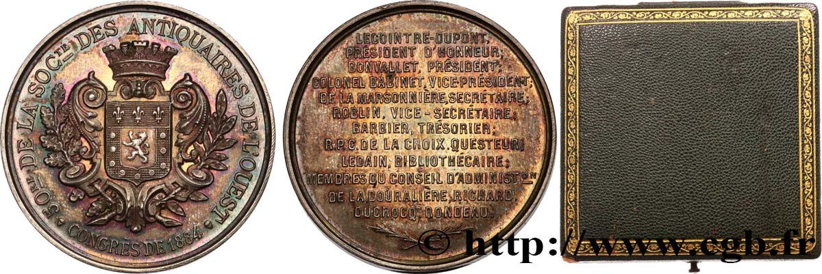 III REPUBLIC Médaille, Cinquantenaire de la société des antiquaires de l’Ouest AU