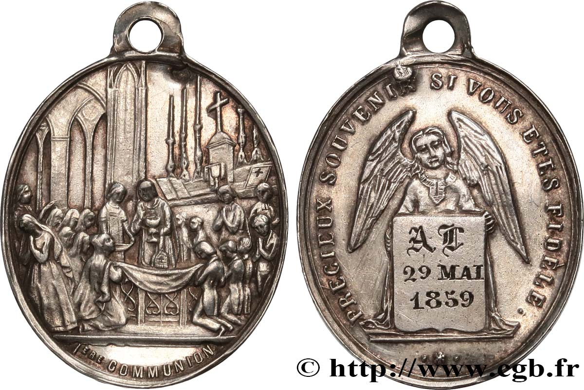 SECOND EMPIRE Médaille de première communion XF