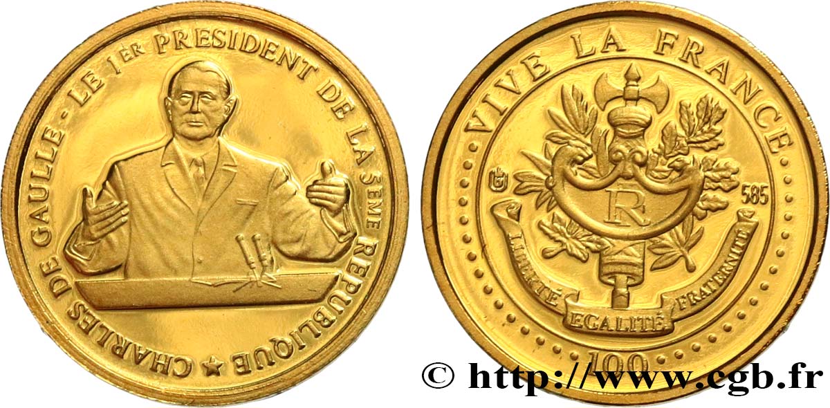 FUNFTE FRANZOSISCHE REPUBLIK Médaille, Charles de Gaulle VZ
