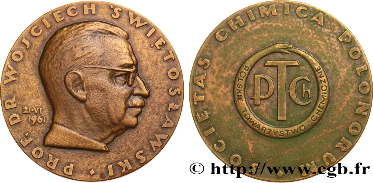 POLOGNE Médaille, Société chimique polonaise TTB+