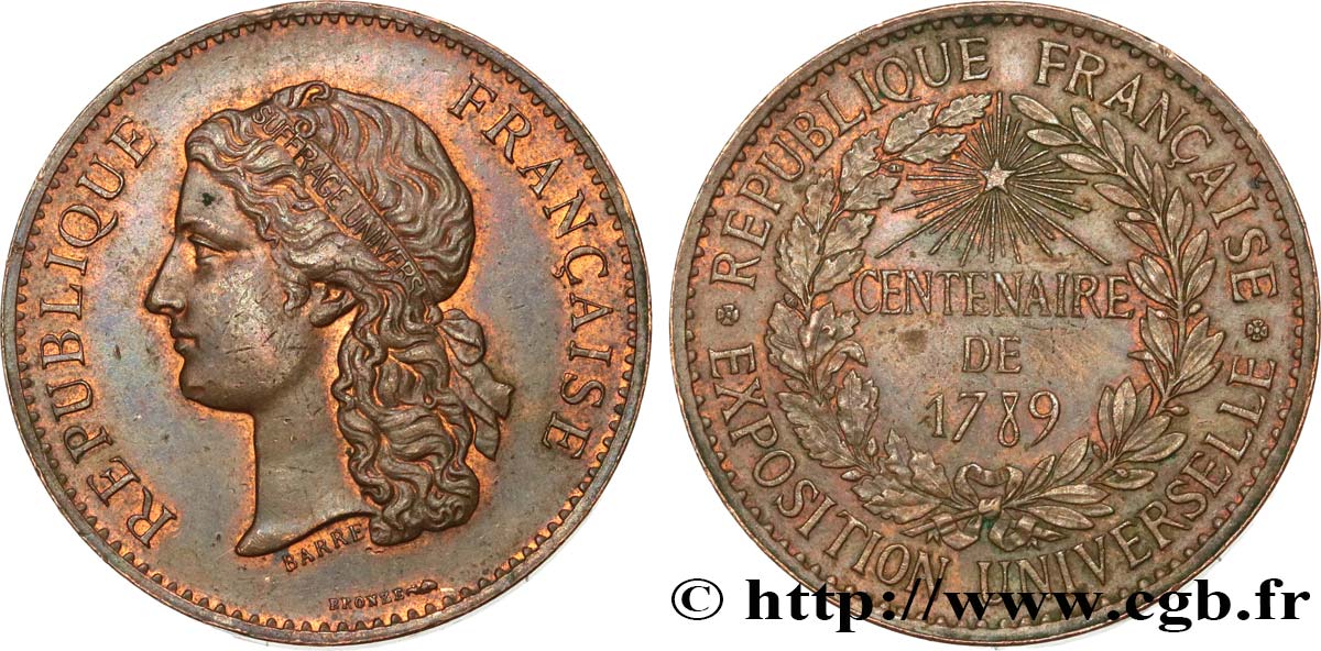 TERZA REPUBBLICA FRANCESE Médaille, Centenaire de 1789 BB