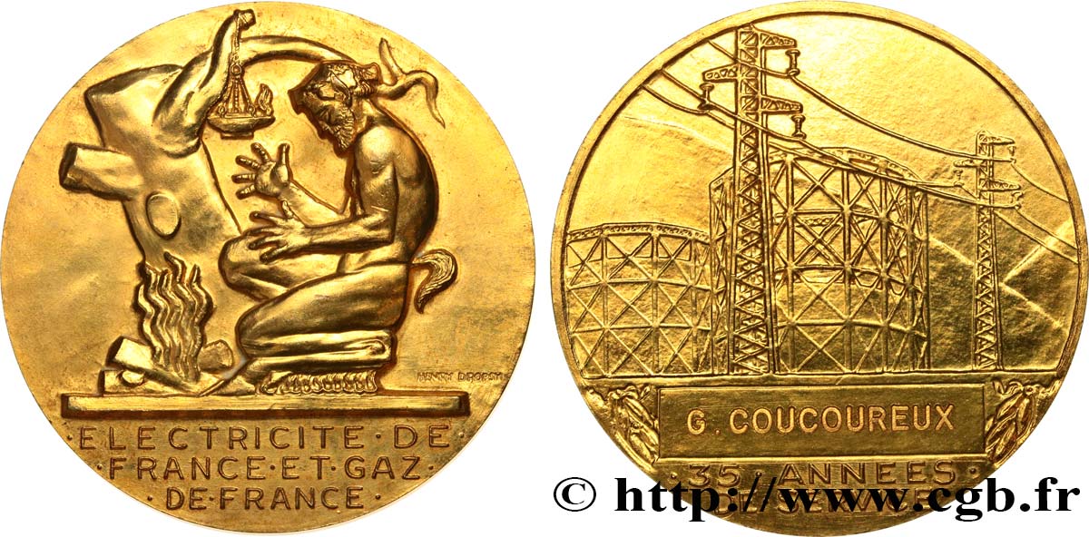ENTREPRISES, INDUSTRIES ET COMMERCES DIVERS Médaille de mérite EDF / GDF, 35 années AU