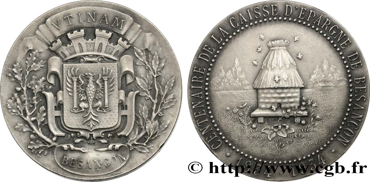 CAISSES D ÉPARGNE Médaille, Centenaire de la caisse d’épargne de Besançon TTB+