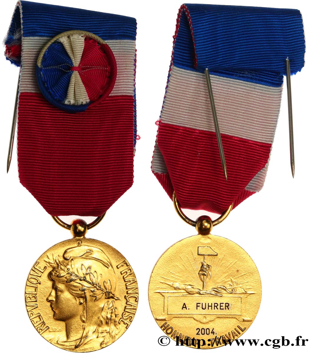 CINQUIÈME RÉPUBLIQUE Médaille, Honneur et Travail, Vermeil TTB+