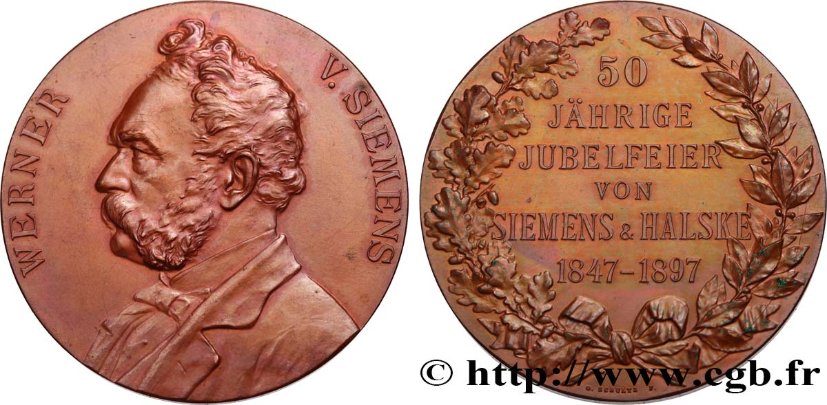 DEUTSCHLAND Médaille, 50e anniversaire de Siemens & Halske fVZ