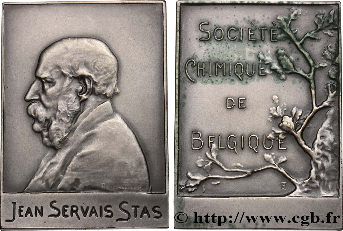 BELGIQUE Plaque, Société chimique de Belgique, Jean Servais Stas TTB