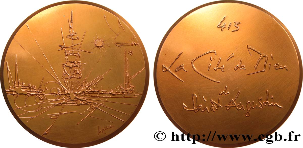 LITTÉRATURE : ÉCRIVAINS/ÉCRIVAINES - POÈTES Médaille, la Cité de Dieu de Saint Augustin TTB+