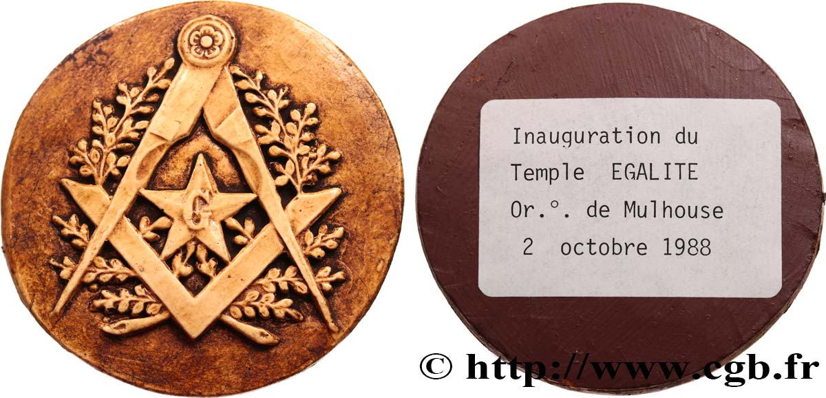FRANC - MAÇONNERIE Médaille, Inauguration du temple Egalité, Ordre de Mulhouse TTB