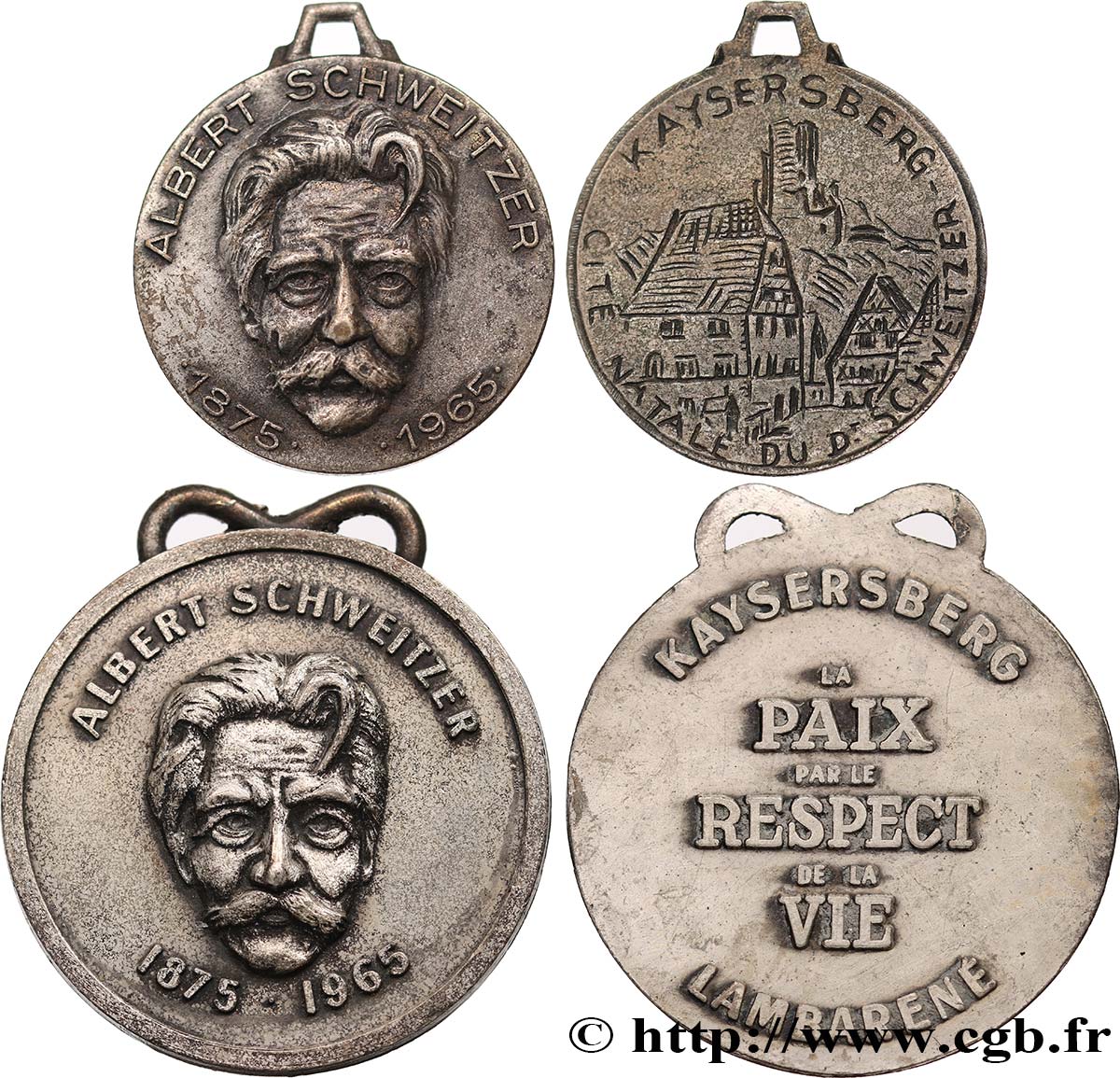 SCIENCES & SCIENTIFIQUES Médaille, Albert Schweitzer, lot de 2 ex. XF