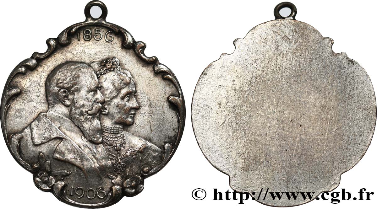 ALLEMAGNE - GRAND-DUCHÉ DE BADE - FRÉDÉRIC Ier Médaille, Noces d’or de Frédéric I, Grand Duc de Bade et de la Princesse Louise de Prusse XF