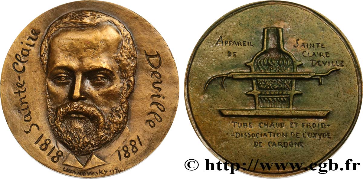 CINQUIÈME RÉPUBLIQUE Médaille, Sainte-Claire Deville et son appareil TTB+