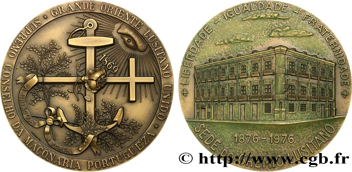 FRANC-MAÇONNERIE - PARIS Médaille, Grande Oriente Lusitano fVZ