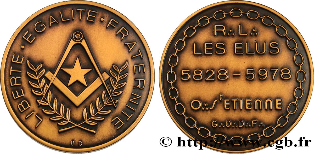 FRANC-MAÇONNERIE - PARIS Médaille, Loge Les Élus VZ