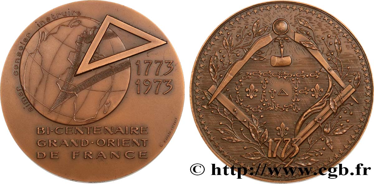 FRANC - MAÇONNERIE Médaille, Bicentenaire du Grand-Orient de France SUP