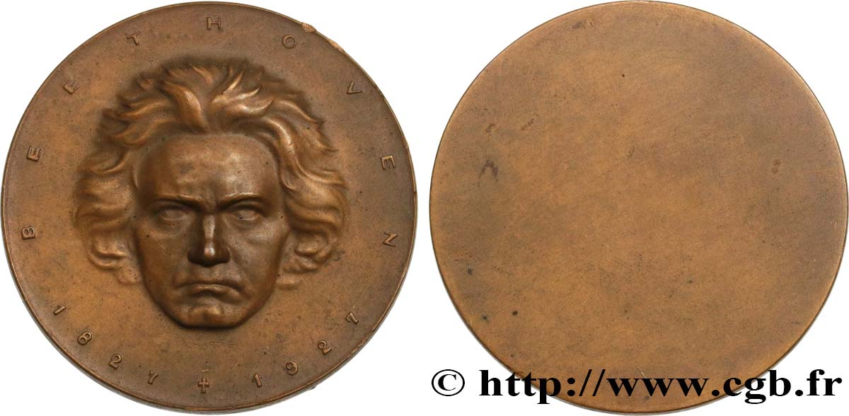 MUSIC, ARTS AND CONCERTS Médaille, Centenaire de la mort de Beethoven XF