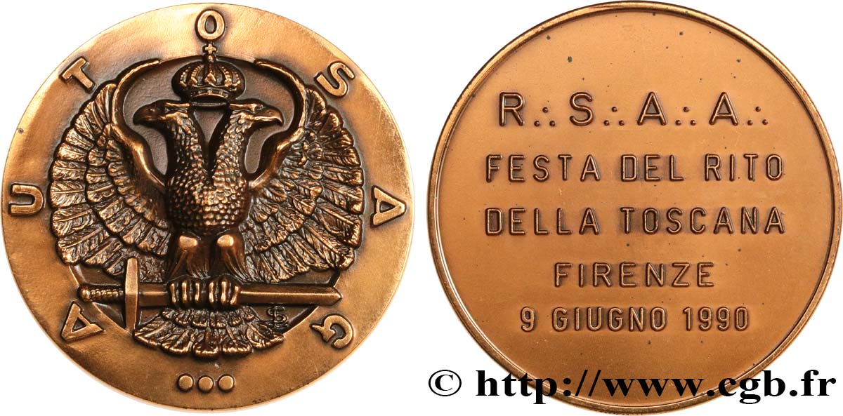 FRANC - MAÇONNERIE Médaille, Autosag, Fête du rite de Toscane TTB+
