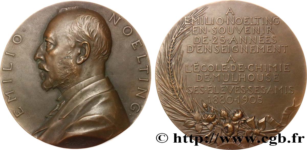 SCIENCES & SCIENTIFIQUES Médaille, Souvenir de 25 années d’enseignement, Emilio Noelting TTB+
