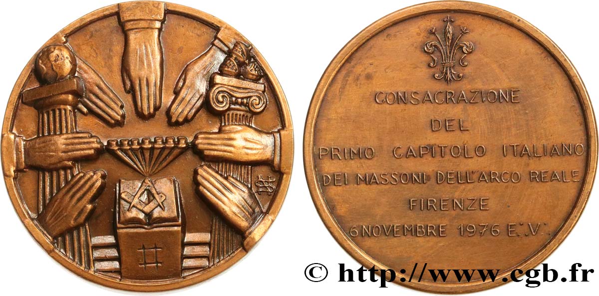 FRANC - MAÇONNERIE Médaille, Consécration du premier chapitre italien TTB+